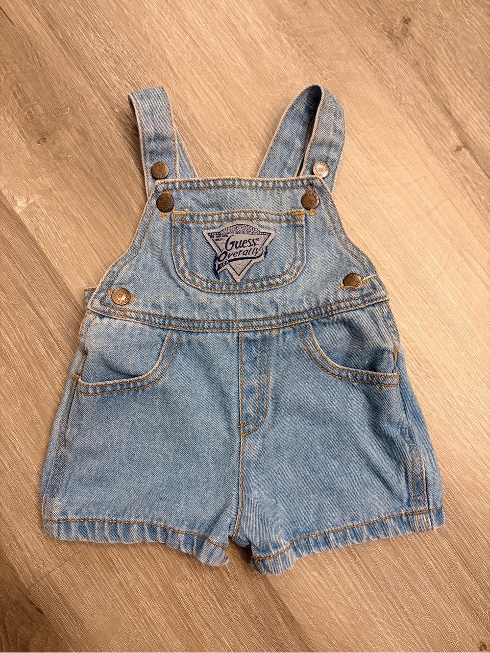Vintage Guess Denim Overalls 3 months Baby Blue Jean Suspenders Shortalls